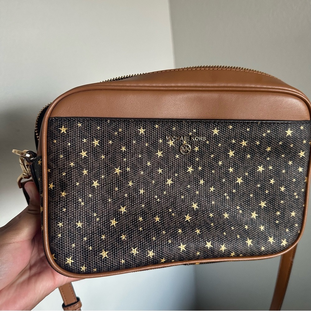 Michael Kors Jet Set Crossbody Leather Purse Stars Acorn
